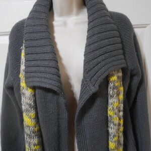 Energie Open Front gray XL thick heavy Ribbed Sweater w/ matching long Scarf 👩